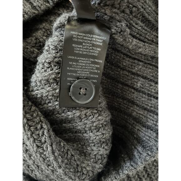 Anthropologie Wool Blend Sweater Cardigan Women S Gray Ribbed Chunky Deep V Neck - Picture 10 of 11